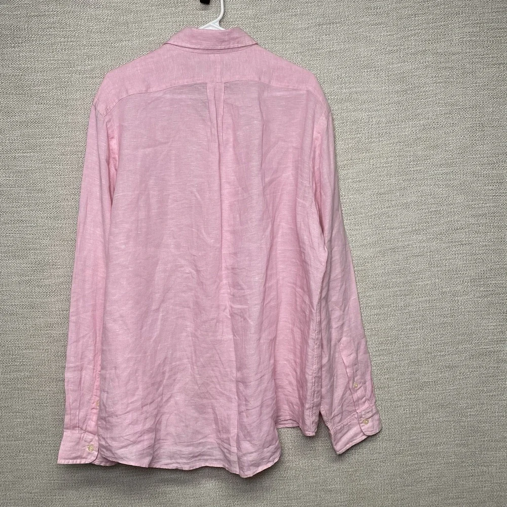 Ralph Lauren Linen Shirt XL Men L/S Button Down Classic Fit Pink Vacation Preppy